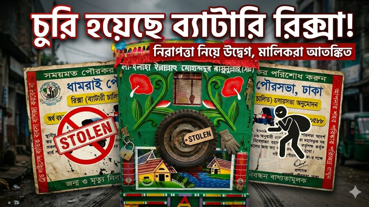 ধামরাইয়ে নতুন অটোরিকশা চুরি, সন্ধানদাতাকে ৫০ হাজার টাকা পুরস্কার
