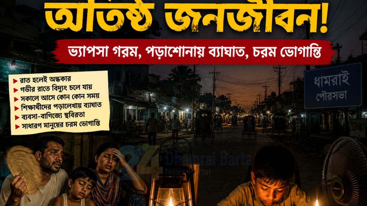 ধামরাইয়ে লোডশেডিংয়ে অতিষ্ঠ জনজীবন, ভোগান্তিতে সাধারণ মানুষ